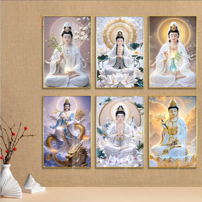 Tranh tráng gương BẠCH Y QUAN ÂM